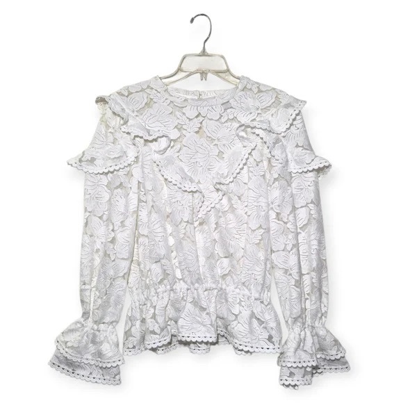 NWOT THE COLLECTION BY REFORMATION Carlisle Lace Top - Ivory/white size 4 - Picture 2 of 14